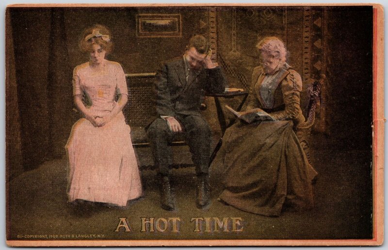 Love Triangle A Hot Time Romance Couple Quarrel Postcard