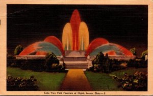 Ohio Lorain Lake View Park Fountain At Night 1944