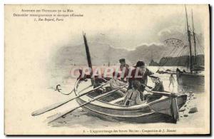 Old Postcard Folklore L & # 39apprentissage future Marine Fishing Fisherman