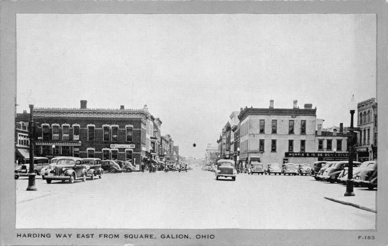 Galion OhioHarding WAY East From SquareClear View 1940s Postcard