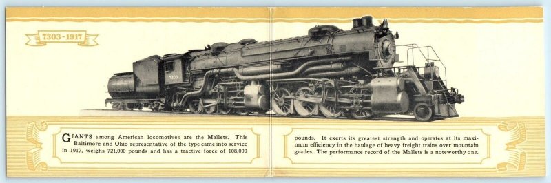 Double Postcard BALTIMORE & OHIO RAILROAD ~ Centenary Pageant 1927 MALLET Train
