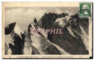 Old Postcard Chamonix Sea Ice And Grandes Jorasses