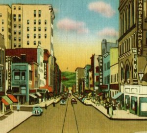 c1940's Looking South On Market Street Wheeling West Virginia WV Postcard 