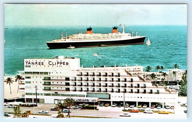 2 Postcards FORT LAUDERDALE, Florida FL ~ Ship S.S. France YANKEE CLIPPER HOTEL 