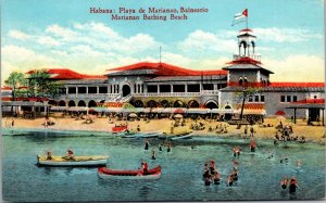 Postcard Marianao Bathing Beach Playa de Mariano Balneario Havana Cuba