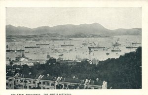 china, HONG KONG, The Naval Anchorage, The King's Birthday (1900s) Postcard