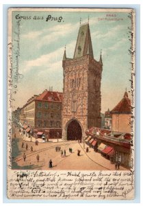 c1905 Gruss Aus Prag Der Pulverthurm Prague, Czech Republic Vintage Postcard 