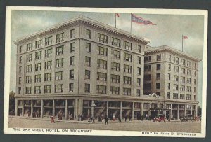 Ca 1915 PPC* San Diego Hotel On Broadway San Diego Ca Mint