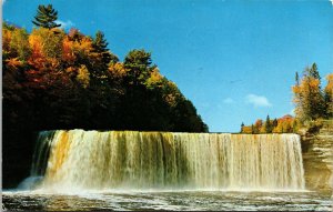 Michigan Upper Tahquamenon Falls Postcard PM Jekyll Island GA Cancel WOB Note 