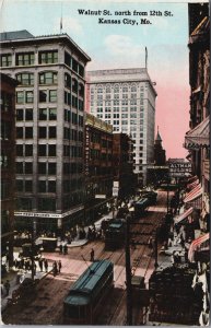 Walnut Street North From 12th Street Kansas City Missouri Postcard C209