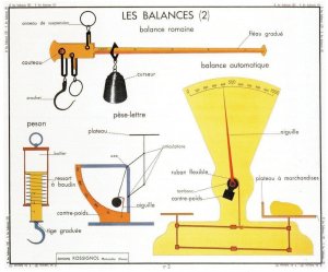 French Scales Weighing Devices Old School Wall Chart Postcard