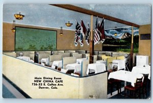 Denver Colorado Postcard Main Dining Room New China Cafe c1940 Vintage Antique