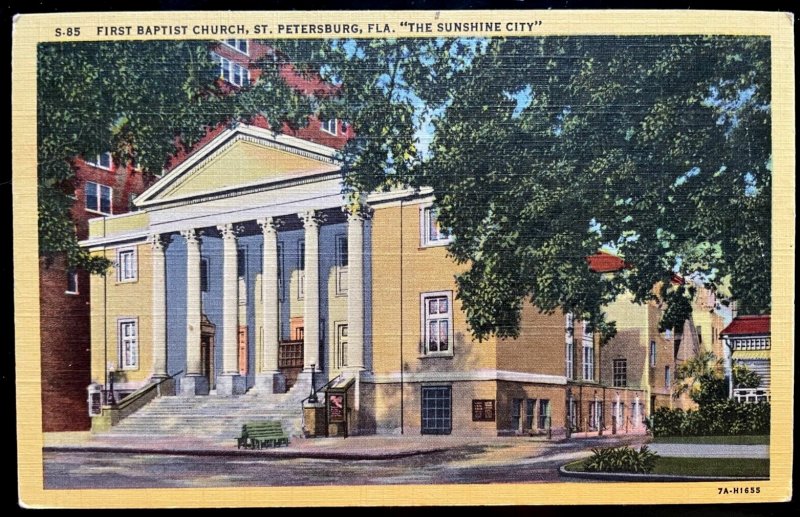 Vintage Postcard 1937 First Baptist Church, St. Petersburg, Florida (FLA)