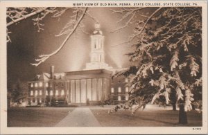 Postcard Night View Old Main Penn State College State College PA