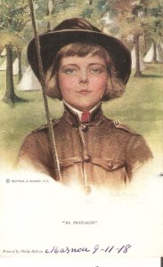 Philip Boileau. Boy Scout Girl. Be prepared  Old vintage American postcards