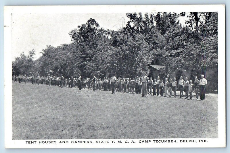 Delphi Indiana Postcard Tent Houses Campers State YMCA 1937 Photo-Tone Unposted