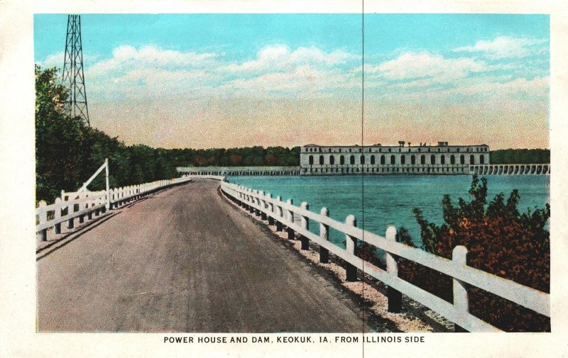 SOFT PICTURE CARDS POWER HOUSE AND DAM KEOKUK IA & FLOWER GARDEN RAND PARK  IL