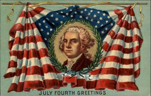 Fourth of July Thomas Jefferson American Flag Patriotic c1910 Postcard