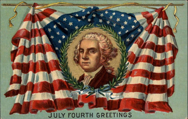 Fourth of July Thomas Jefferson American Flag Patriotic c1910 Postcard