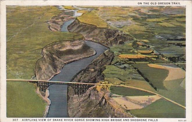 Oregon Airplane View Of Snake River Gorge Showing High Bridge and Shoshone Fa...