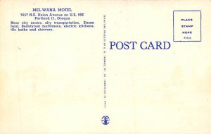 Mel-Wana Motel Portland, Oregon OR Postcard