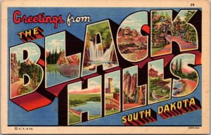 Greetings From The Black Hills South Dakota Large Letter Linen Curteich