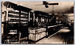 K32/ Geneva New York RPPC Postcard c1910 Interior J.E. Gibson Cafe 913