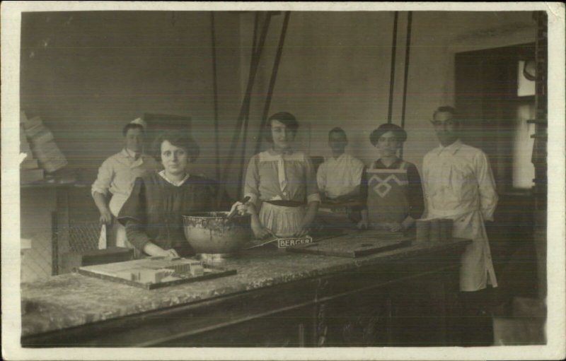 Cooking Baking Candy or Chocolate Bakers Kitchen Real Photo Postcard c1910