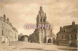 Old Postcard Blois Place Saint Louis and the Cathedral