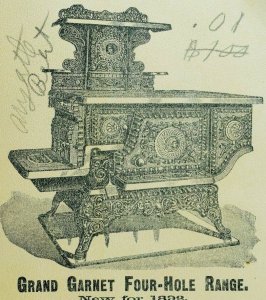 Lovely Girl Cat, Grand Garnet Four-Hole Range, Corning Stove Co., Trade Card &M