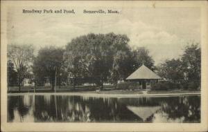 Somerville MA Broadway Park & Pond c1910 Postcard