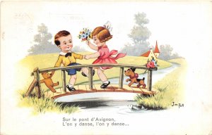 Lot281 sur le pont d avignon jim patt boy and girl dancing artist signed france