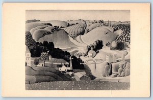 Stone City Postcard Grant Wood Memorial Exhibition The Art Institute Of Chicago