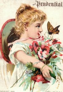 1880's Lot of 2 The Prudential Insurance Lovely Kids Victorian Trade Cards P36