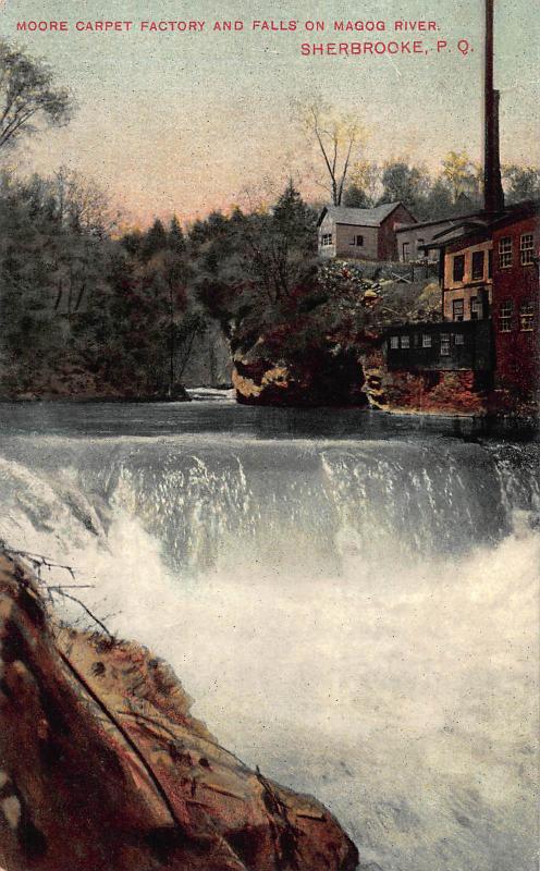 Moore Carpet Factory & Falls, Sherbrooke, Quebec, Canada, Early Postcard, Unused