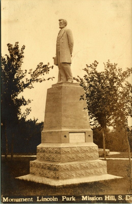 RPPC Monument Lincoln Park Mission Hill South Dakota Real Photo Postcard 1903