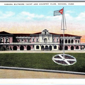 c1920s Havana, Cuba Biltmore Yacht Country Club Cuban Flag Lawn Sunset A346