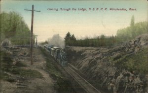 Winchendon MA B&M RR Train 1909 Used Postcard