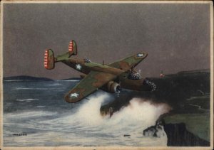 Dutch Military Avitation Airplane in Flight Mitchell Bommenwerper Postcard