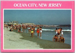Surf Bathers And Wide Beach Ocean City New Jersey NJ Postcard