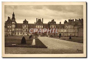 Old Postcard From Fontainebleau Palace Facade of the White Horse court or cou...