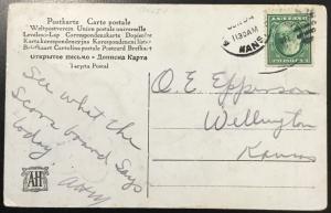 Postcard Used “And they call that guy a pitcher” Man KS LB