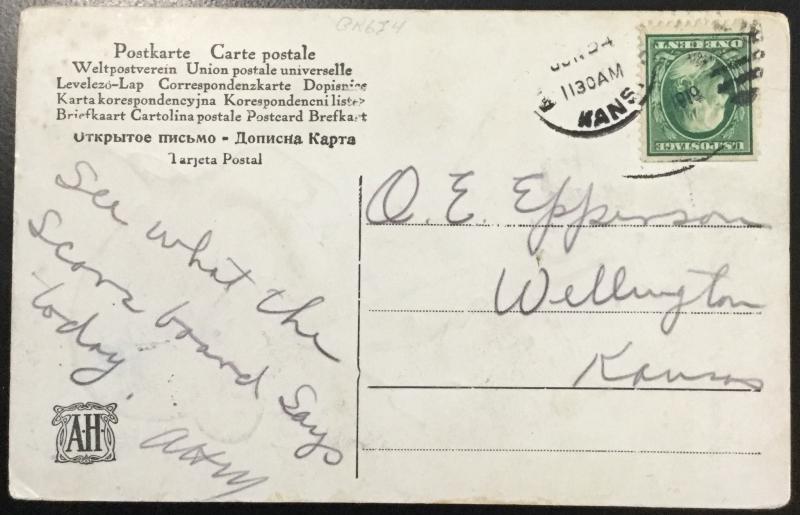 Postcard Used “And they call that guy a pitcher” Man KS LB
