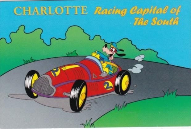 Goofy In Race Car Having Fun In Charlotte