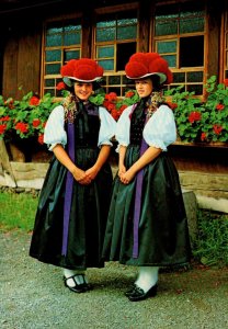 Germany Schwarzwald Local Girls In Traditional Costume