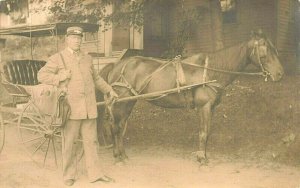 Bryant Pond ME R.F.D. Mailman Horse & Wagon 1909 Real Photo Postcard