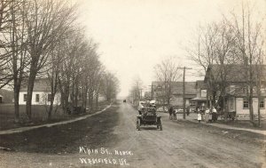 Westfield VT Dirt Main Street Store on Right Side Old Car Real Photo Postcard