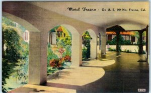 FRESNO, California CA   Arches at MOTEL FRESNO ca 1940s Roadside  Postcard