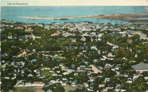 c1910 Postcard Air View City of Honolulu HI & Harbor Hawaii & South Seas Curio