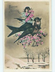 Pre-Linen foreign signed MILLE - GIRL RIDING ON BACK OF BIRD HL9540